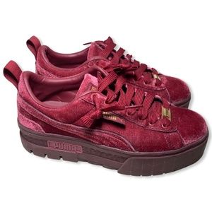 Puma Platform Sneakers in Burgundy Velvet